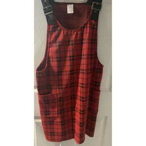 JUNIOR GIRLS SIZE (15-17) Medium PINAFORE DRESS, red/black PLAID, NO BOUNDARIES
